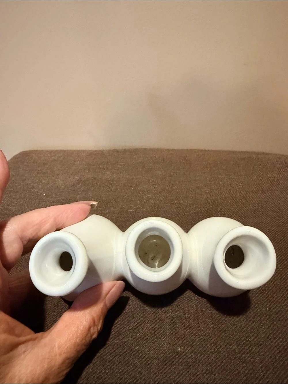 White Triple Bud Vase - Contemporary Ceramic Home Accent